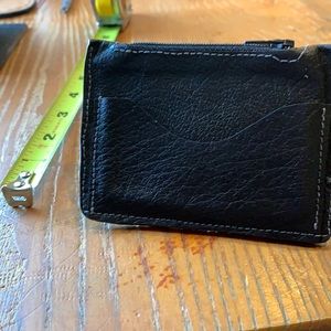 Hand crafted leather minimalist money clip w/ zipper coin pocket